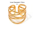 Adjustable multilayer gold stainless steel irregular open ring for women - Gold Multi-layer Wrap Style (JDRW2407008)