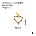 Dettaglio di un ciondolo a cuore placcato oro 18K con zirconi e dimensioni - Cuore Colorato / P00076-L
