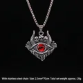 Collana gotica con ciondolo occhio del diavolo, teschi e occhio rosso in argento vintage - Teschio Occhio Rosso