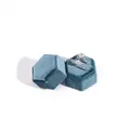 Hexagonal teal velvet ring box with double slots for wedding and proposal storage - 5x5x4.5cm / Peacock Green