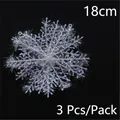 Weihnachtsdekoration Schneeflocken 18cm Kunststoff weiß gebürstet 3er Pack - 18cm (3 Stück/Packung)
