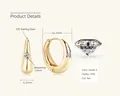 925 silver golden C-shaped moissanite earrings with D-color VVS1 3EX stones - 0.06ct+0.06ct / Gold