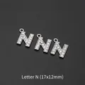 Three-piece set of silver letter N charms with clear rhinestones for DIY jewelry - Letter N (10 Pcs)