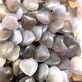 Polished grey and white agate heart-shaped natural stones for home decor and gifts - Grey Agate