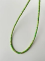 Morandi green natural stone beaded necklace with golden metal spacers for layering - Fruit Green Turquoise