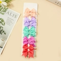 10-piece grosgrain ribbon bow hair clips set in five vibrant colors for girls - Pink Orange Purple Green Rose Red (#8)
