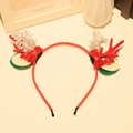 Christmas reindeer antler headband with red velvet bow and mink fur details - Headband 6# (Single)