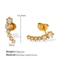 Orecchino a mezzaluna in acciaio inossidabile dorato con zirconi e misura di 14,3 mm - Oro (EH830)