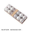 12-piece silver Christmas ball ornaments set with matte and glitter finish, 6cm diameter - Transparent Box Packaging / 12 Pieces/Pack (Diameter 6cm) / Silver