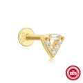 Clou d'oreille triangle en argent sterling S925 avec pierres en zircone cubique brillantes - Or #12 (Grappe de triangles)