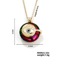 Collier doré avec pendentif œil bleu en zircon et cristal à facettes colorées brillant - Style Cristal Facetté Multicolore Brillant (N00921-101)