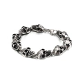 Gothic silver stainless steel bracelet featuring 3D skull links and lobster clasp closure - Width 11mm/Weight 34g