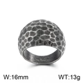 Vintage oxidized silver hammered wide band ring made of 316L stainless steel - Hammered Curved Antique Black (KR105960-KJX)