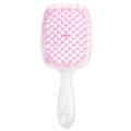 Pink hollow mesh massage hairbrush with transparent handle for wet and dry hair styling - Transparent Handle - Pink