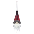 Gnomo di Natale con cappello scozzese rosso e nero e bordo in pelliccia grigia - Piccolo cappello a quadri rosso e nero (Stile C)