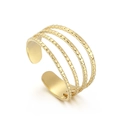 Verstellbarer goldener mehrlagiger Ring mit Textur und elegantem Blatt-Design - Unebene Struktur Mehrlagiger Stil (KR103117-LK)