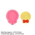 Pink lollipop silicone mold A930 with spiral texture and red bow for DIY chocolate making - Small (2#) / Pink