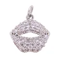 Pendentif en forme de lèvres pavé de zircons blancs sur une monture argentée chic - Lèvres Rouges / Or blanc