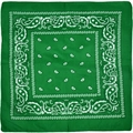 Classic emerald green paisley bandana with white teardrop pattern and stitched edges - Grass Green