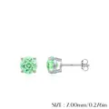 Orecchini a perno in argento S925 con pietra preziosa verde da 7mm e incastonatura a 4 griffe - 7mm / Colore Paraiba (Base Argento)