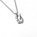 Collana con ciondolo a dente di lupo fiamma argento stile hip-hop punk per uomo con catena - Fiamma di Dente di Lupo + Catena in Acciaio Inossidabile