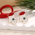 Festive Christmas glove earrings with white drip oil finish and gold snowflake design - Snowflake Glove (EAR0046)