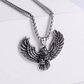 Retro eagle pendant necklace in polished stainless steel with intricate wing detail - Steel Color (No Chain)