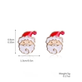 Enamel Santa Claus stud earrings with red rhinestones and white accents, 1.3cm wide - Red Rhinestone Santa (SD-08)