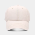 Detalle de la sarga de algodón beige y costuras reforzadas en la gorra de béisbol - Ajustable / Beige