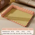 Größentabelle für Sommer Haustier Kühlmatte S bis XL mit Maßen und Gewichtslimit - Orange-weißes Diagonalstreifenmuster