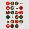 24-count Christmas advent calendar number stickers with festive holiday patterns - 17 Colorful Christmas