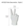Minimalist white ceramic V-sign hand gesture figurine, size 15.3cm height and 7.9cm width - HP1053 Hand Gesture Ornament-Victory Sign
