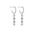 Orecchini pendenti in argento sterling 925 con tre zirconi rettangolari verticali - Argento 925 / Platino Pietra Bianca