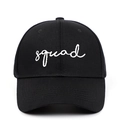 Schwarze Baumwoll-Baseballkappe mit weißer Squad-Stickerei im minimalistischen Outdoor-Stil - Bestickter 'Squad' Schwarzer Stil