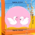 Pink silicone swim cap for girls with white swan prints and dimensions of 22.5x19.5cm - Pink Swans