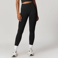 Leggings yoga a vita alta nero opaco con fascia compressiva testurizzata modellante - S / Nero Premium