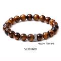 Polished yellow tiger eye beaded bracelet with a silver textured metal spacer bead - SL351A09 Tiger Eye Bracelet