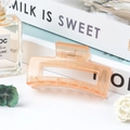 Translucent apricot matte medium square hair claw clip for women's daily wear - Jelly Pink
