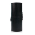 Draagbare zwarte PU-lederen make-up borstelkoker met metalen drukknop sluiting - Knopsluiting Koker / Zwart
