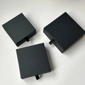 Minimalist black drawer jewelry boxes with textured cross-grain finish in three sizes - Black Drawer Box / Small (Inner 7.5x7.5x2.8cm)