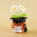 Handmade crochet positive potato doll with graduation cap and 2025 metal charm - Graduation Cap Double-head Daisy 1