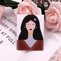 Detail of elegant earring display card featuring a minimalist female illustration and roses - Goddess No. 4 / 6x8cm