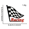 Detailed view of racing flag embroidery patch with dimensions and weight display - Racing Patch #17 (Racing Letter Flag)