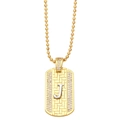 Detail of gold bead chain necklace featuring a zircon-encrusted J letter pendant - Letter J