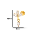 Golden titanium labret with teardrop zircon pendant and 13mm height dimensions - Flower Leaf Pendant Style (8#) / Gold