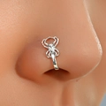 Silver gothic spider nose clip in metallic finish for punk and Halloween styles - Bright Silver Spider Nose Clip (0712)