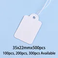 500pcs white jewelry price tags 35x22mm with cotton strings for retail labeling - 35x22mm (100 Pcs) / White