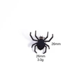 Detailed close-up of a black spider enamel brooch with silver edges and 26mm size marking - Black Spider