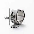 Men's retro skull letter earring in stainless steel casting with vintage silver finish - English Engraved Style (S117)