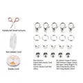 Schmuckset mit rosa Schere, 0,6mm Schnüren, Karabinerverschlüssen und offenen Binderingen - Perlenzubehör-Beutel